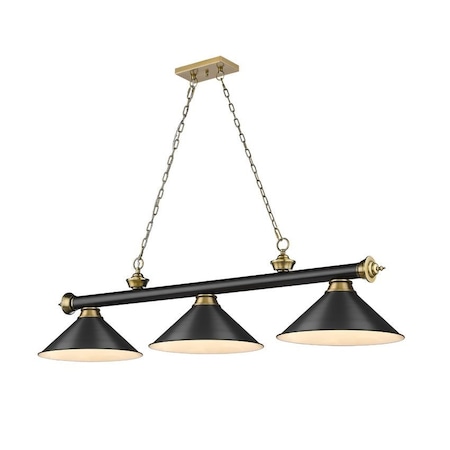 Z-Lite Cordon 3 Light Billiard, Matte Black & Rubbed Brass 2306-3MB-RB-MB15